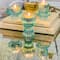 Kate Aspen® Assorted Vintage Ribbed Blue Glass Candlestick Candle Holder Set
